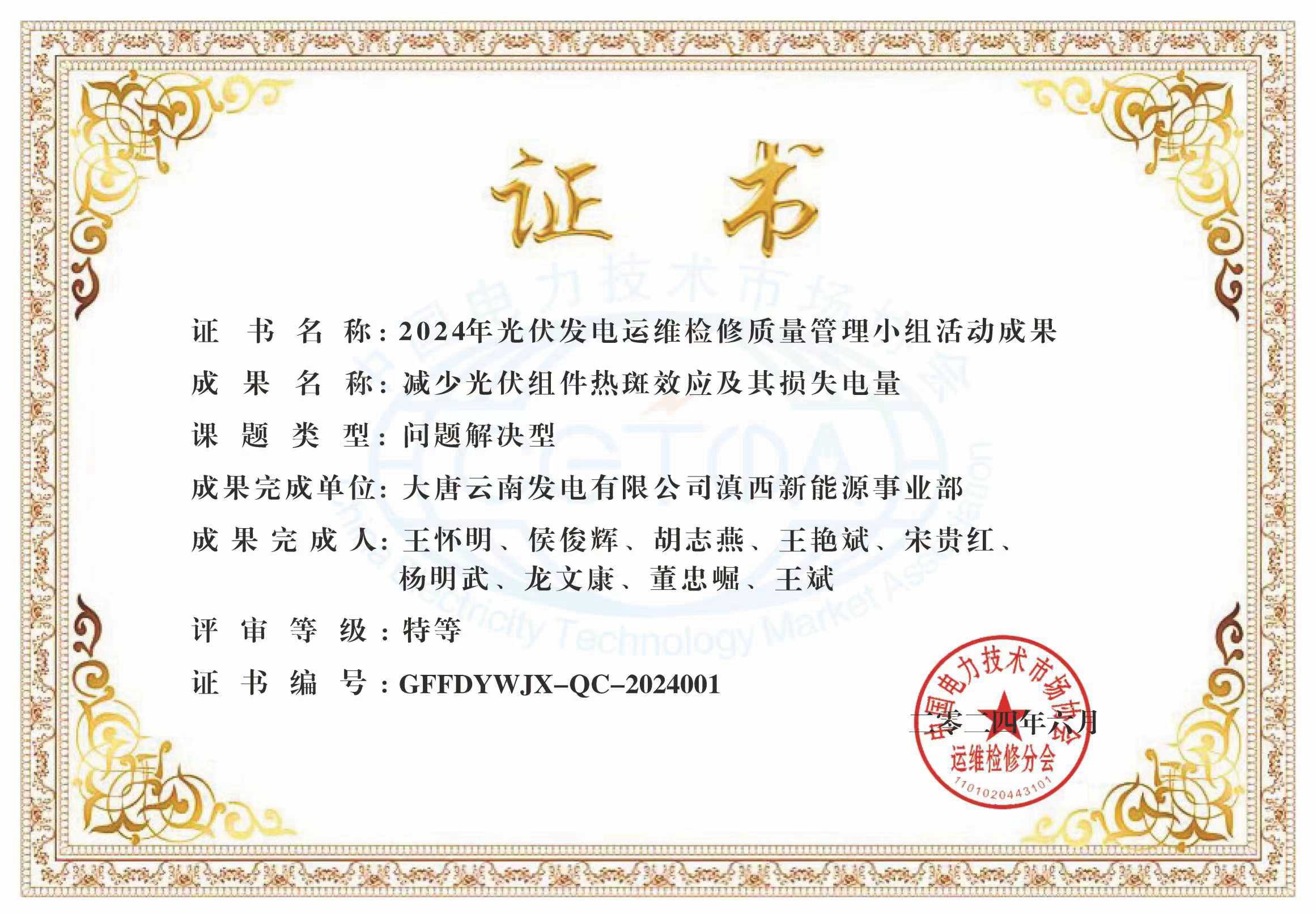 7.《减少光伏组件热斑效应及其损失电量》获得中国电力技术市场协会特等奖.jpg